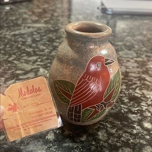 Moduloa Handcrafted Songbird Design Vase made‎ in Dominican Republic